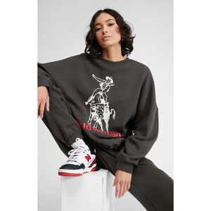 Budweiser Rodeo Six Crew Neck Sweatshirt Horse Girl Cozy Western
